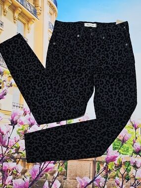 Madewell High Waist Velvet Cheetah Print Pants‎ Size 26 New